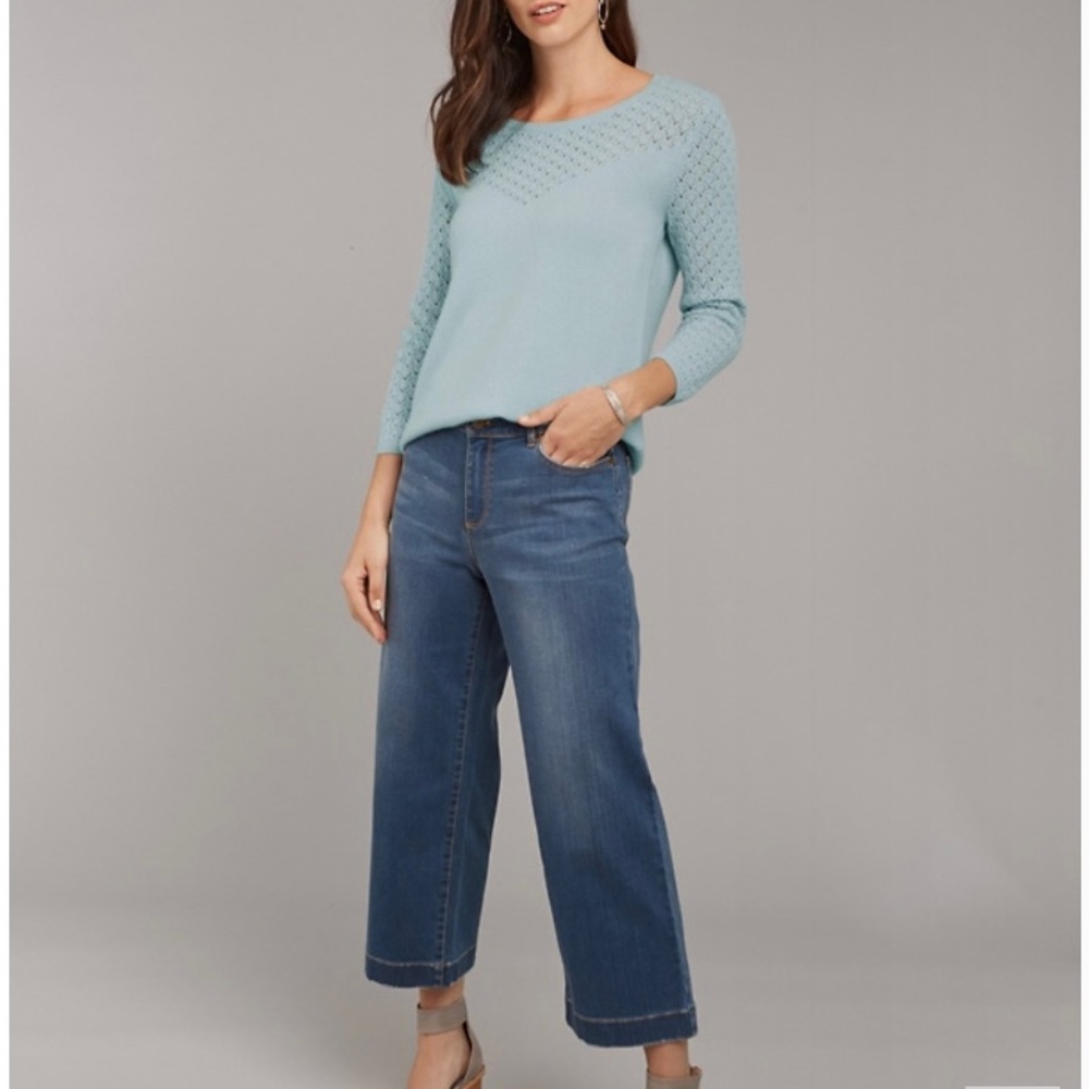 GARNET HILL Essential Wide Leg Cropped Jeans Size 28